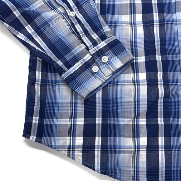 Hugo Boss NWT Green Label Button Up Shirt Mens XXL Blue Plaid Cotton Long Sleeve - Picture 3 of 12